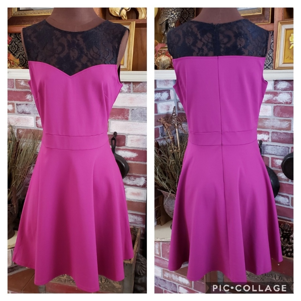 HELOISE FASHION FUSHIA FIT AND FLARE DRESS L